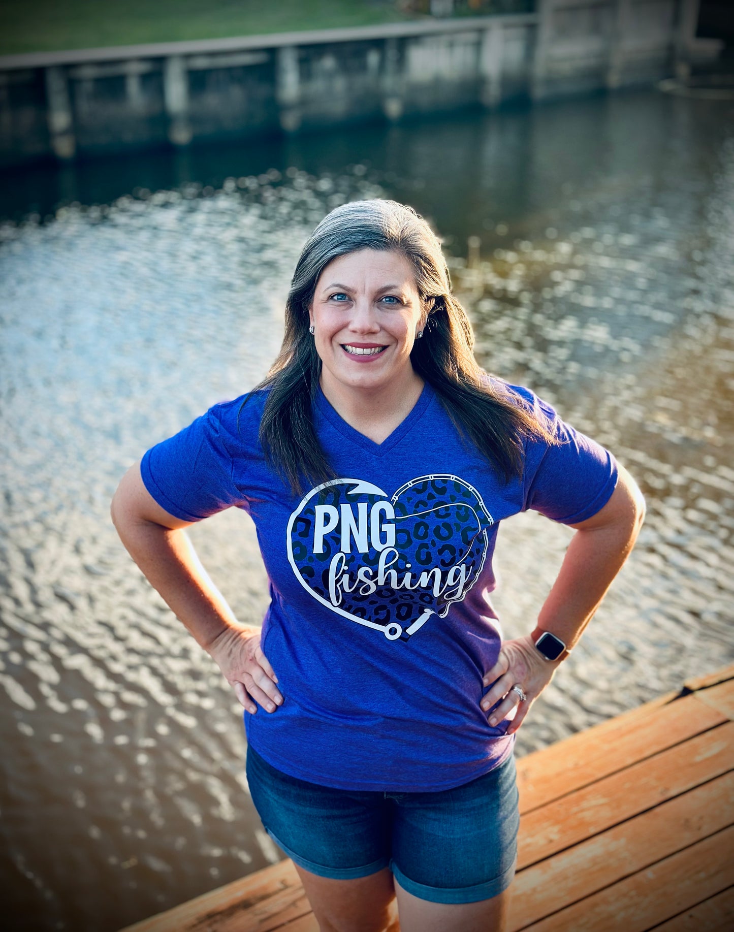 PNG Fishing Heart Unisex V-Neck